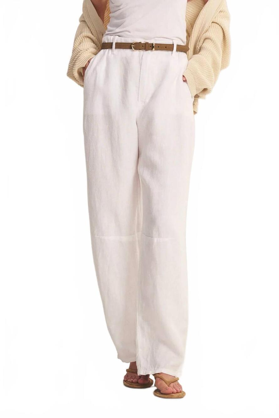 NEW VELVET BY GRAHAM & SPENCER taylor linen pant in white